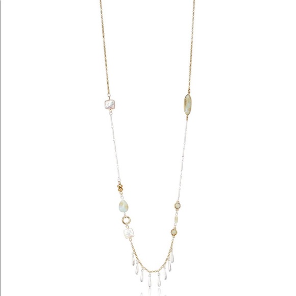 Lucky Brand Jewelry - LUCKY BRAND Mother of Pearl & Amazonite Dyed Jade Two-Tone Necklace NWT